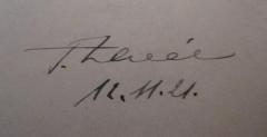 - (Scheel, F.), Von Hand: Autogramm, Name, Datum; 'F. Scheel 12.11.21'. 