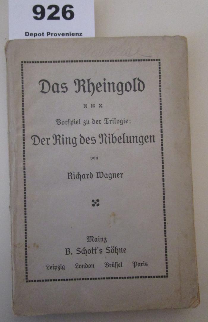  Das Rheingold : Vorspiel zu der Trilogie: Der Ring des Nibelungen (o.J.)