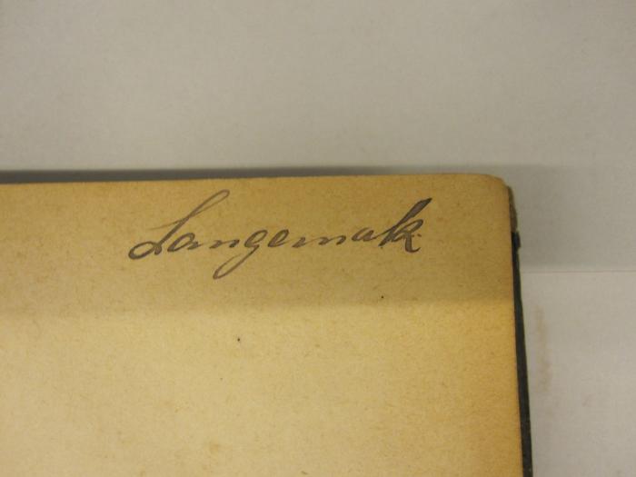  Gesetz-Sammlung für die Königlichen Preußischen Staaten. 1877. Nr 1 bis incl. 27.;- (Langemak, Paul), Von Hand: Autogramm; 'Langemak.'. 