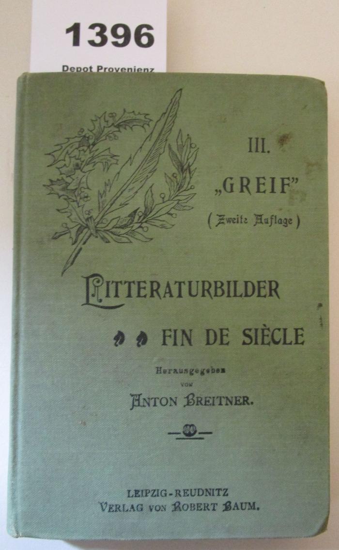Cg 2400: Litteraturbilder Fin de Siècle. III. Bändchen: Greif (1898)