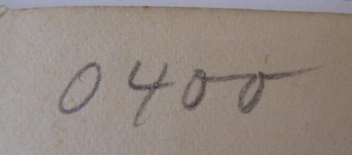  Krankheitsforschung : Zwanglose Studien zur Pathogenese. Fünfter Band (1927);- (unbekannt), Von Hand: Nummer; '0400'. 