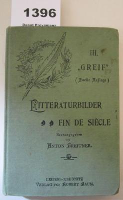 Cg 2400: Litteraturbilder Fin de Siècle. III. Bändchen: Greif (1898)