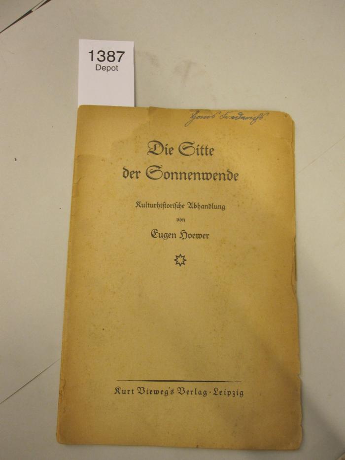  Die Sitte der Sonnenwende. Kulturhistorische Abhandlung