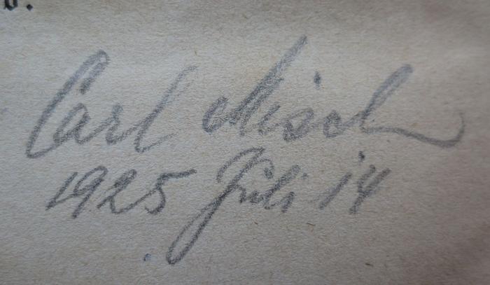  Friedrich Perthes Leben nach dessen schriftlichen und mündlichen Mittheilungen (1861);- (Misch, Carl), Von Hand: Autogramm, Name, Datum; 'Carl Misch 1925 Juli 14'. 