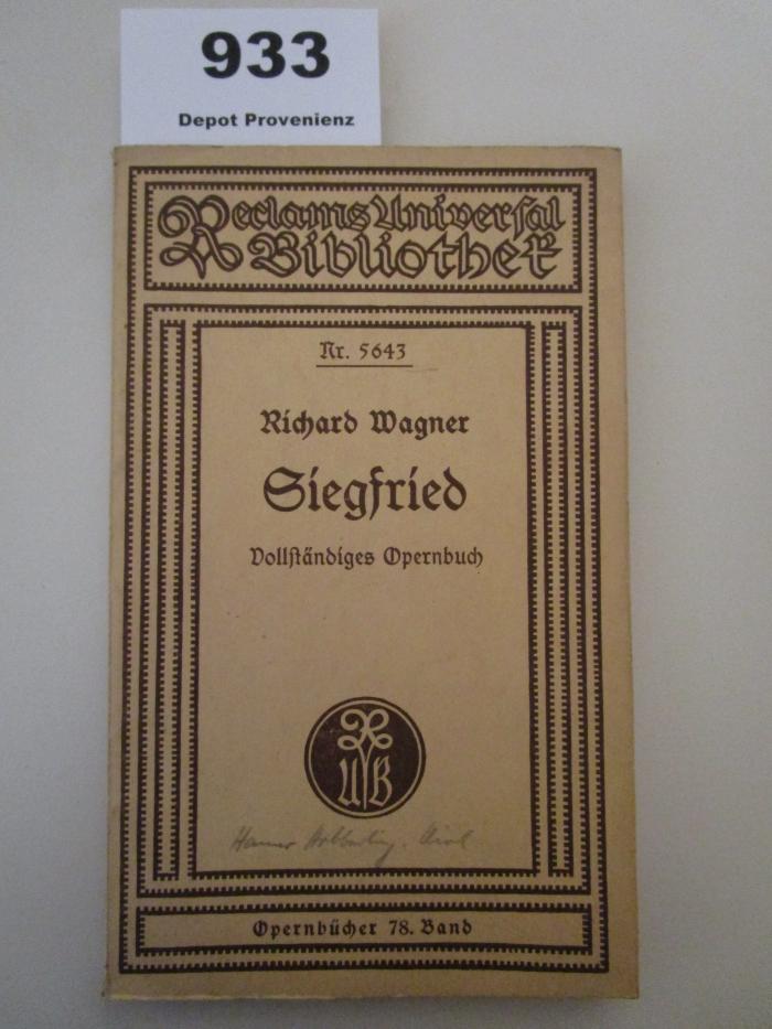  Siegfried : Zweiter Tag aus dem Bühnenfestspiel: Der Ring des Nibelungen (o.J.)