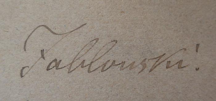  Friedrich Perthes Leben nach dessen schriftlichen und mündlichen Mittheilungen (1861);- (Jablonski, [?]), Von Hand: Autogramm, Name; 'Jablonski.'. 