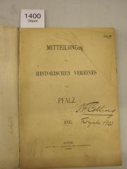  Mitteilungen des Historischen Vereins der Pfalz (1893)