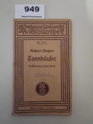  Tannhäuser und der Sängerkrieg auf Wartburg : Romantische Oper in drei Aufzügen (o.J.)