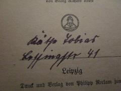 - (Tobias, Käthe), Von Hand: Autogramm, Name, Ortsangabe; 'Käthe Tobias Lessingstr 41'. 