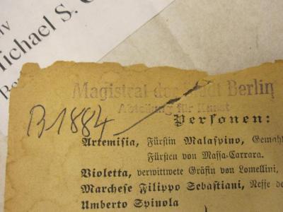 - (Magistrat von Großberlin), Stempel: Name, Ortsangabe, Berufsangabe/Titel/Branche; 'Magistrat der Stadt Berlin 
Abteilung für Kunst'.  (Prototyp)