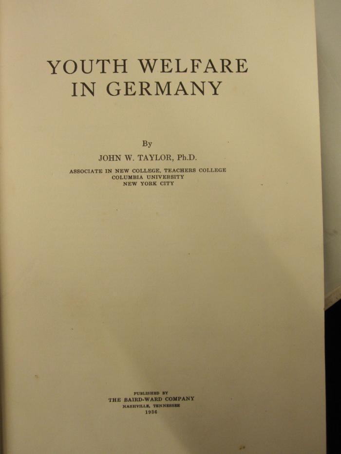  Youth Welfare in Germany (1936)