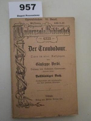  Der Troubadour : Oper in vier Aufzügen (o.J.)