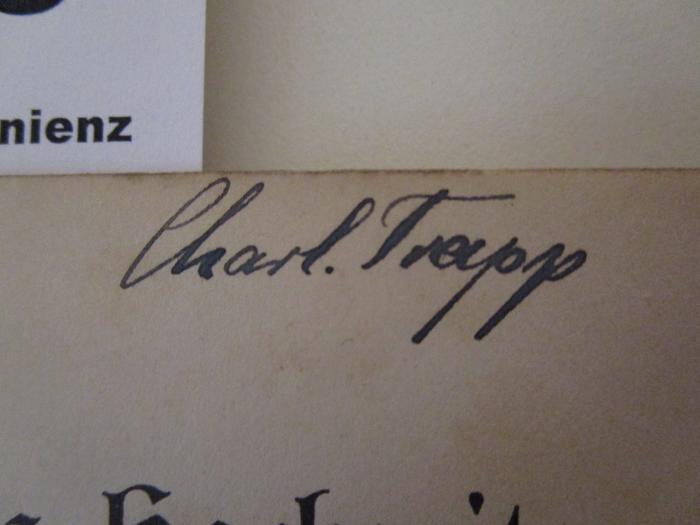  Figaros Hochzeit : Oper in vier Aufzügen (o.J.);- (Trapp, Charl.), Von Hand: Autogramm, Name; 'Charl. Trapp'. 