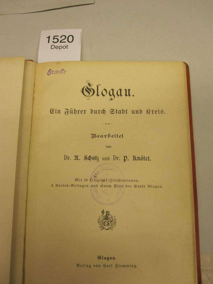  Glogau. Ein Führer durch Stadt und Kreis ([ca.1892])