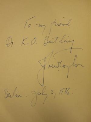  Youth Welfare in Germany (1936);- (Bertling, Karl Oscar), Von Hand: Widmung; 'To my friend Dr. K. O. Bertling [John Taylor] Berlin - July 2, 1936'. 