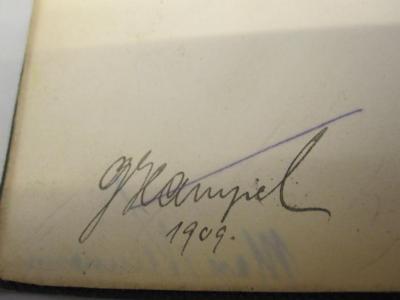  Gedichte (1863);- (Hampel, G.), Von Hand: Autogramm, Name, Datum; 'G. Hampel 1909.'. 