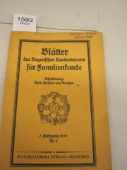 Aa 620: Blätter des Bayrischen Landesvereins für Familienkunde (1928)