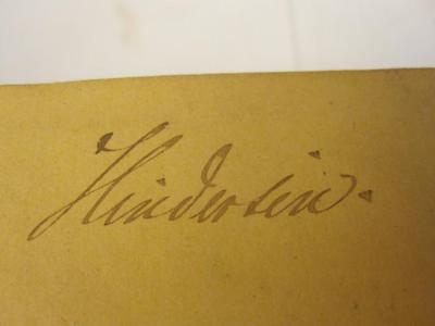  Lehrbuch der Geographie alter und neuer Zeit mit besonderer Rücksicht auf politische und Kulturgeschichte (1851);- (Hinderlin, [?]), Von Hand: Autogramm, Name; 'Hinderlin.'. 
