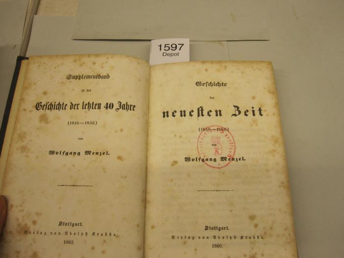  Geschichte der neuesten Zeit (1856-1860). Supplementband (1860)