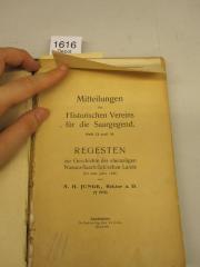  Regesten zur Geschichte der ehemaligen Nassau-Saarbrückischen Lande (1914/1919)