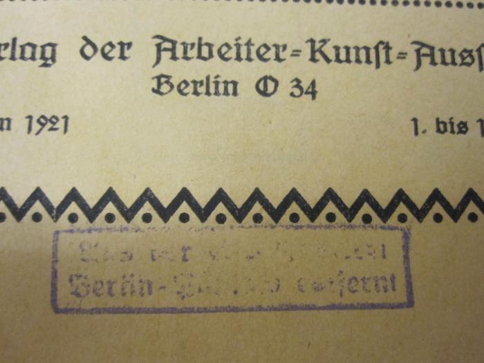  Proletarischer Kindergarten. Ein Märchen- und Lesebuch für Groß und Klein. (1921);-, Stempel: Besitzwechsel; '[...] Berlin-B[...] entfernt'