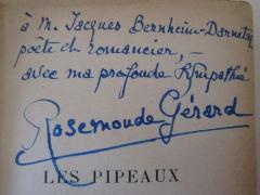 - (Bernheim, Jacques;Gérard, Rosemonde), Von Hand: Widmung, Name; 'à M. Jaques Bernheim-Darnetal poête et romancier, - avec ma profounde Sympathie Rosemonde Gérard'. 