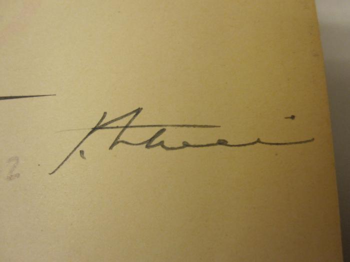 Fb 926 3.Ex.: Allgemeine Staatslehre (1907);- (Scheel, F.), Von Hand: Autogramm, Name; 'F. Scheel'. 