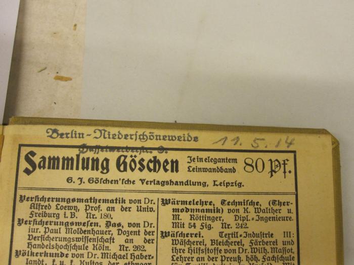 Fb 926 3.Ex.: Allgemeine Staatslehre (1907);- (unbekannt), Von Hand: Datum; '11.5.14'. 