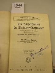  Die Haupttheorien der Volkswirtschaftslehre (1926)