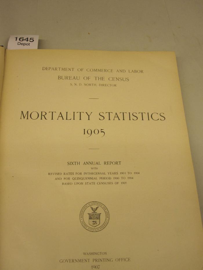  Mortaly statistics 1905. Sixth annual report. (1907)