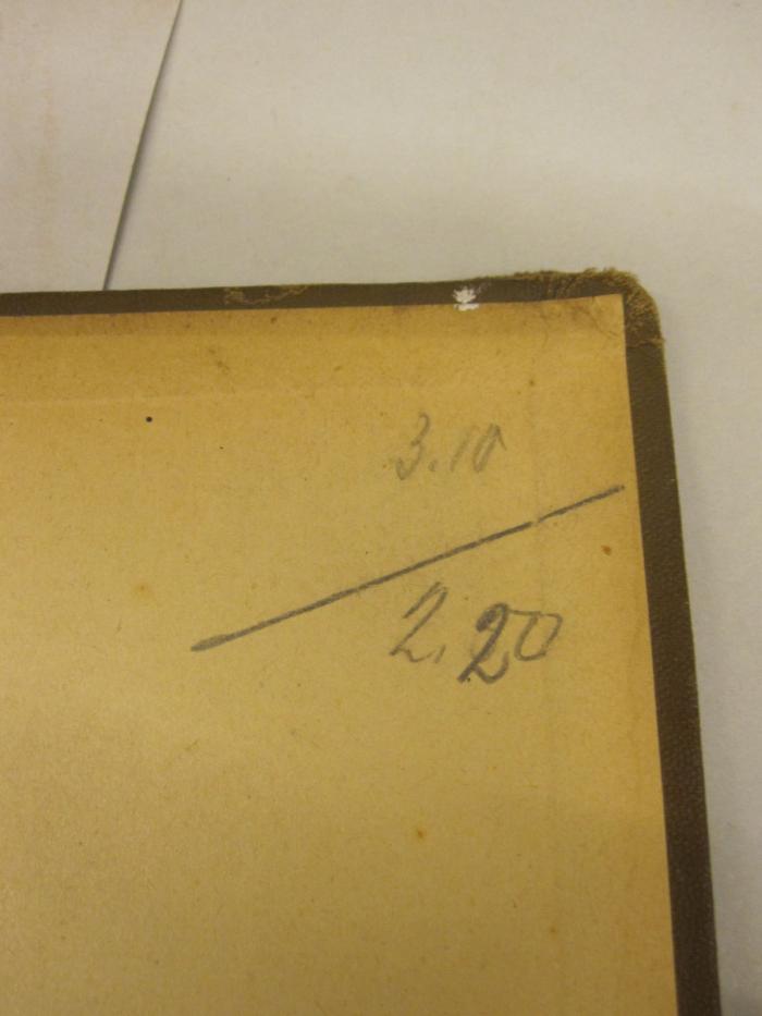  Schulgrammatik der Französischen Sprache (1902);- (unbekannt), Von Hand: Preis; '3.10/2.20'. 