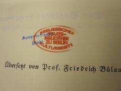 - (Staatsbibliothek zu Berlin), Stempel: Name, Ortsangabe, Berufsangabe/Titel/Branche; 'Preussischer Kulturbesitz Staatsbibliothek zu Berlin'.  (Prototyp)