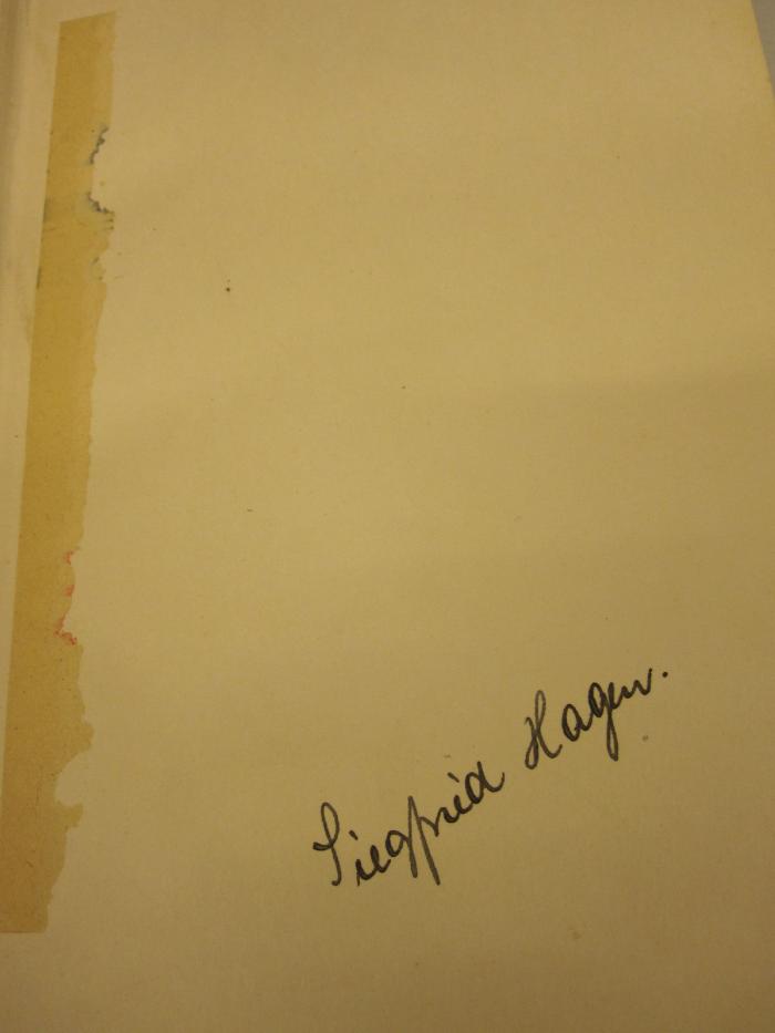  Mächte der Gesichte (1921);- (Hagen, Siegfried), Von Hand: Autogramm, Name; 'Siegfried Hagen.'. 