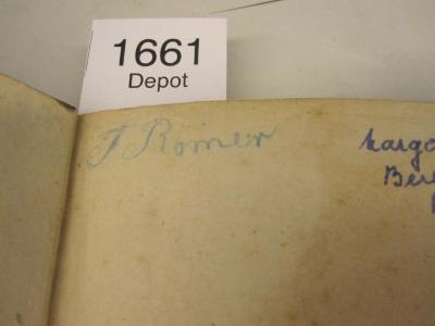  Auszug aus dem Register der Urtheile des königlichen Appellationsgerichtes der Pfalz zu Zweibrücken : Namensverzeichnis [...];- (Römer, F.[?]), Von Hand: Autogramm, Name; 'F. Römer'. 