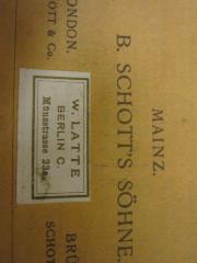 - (Latte, Wilhelm), Etikett: Buchhändler, Ortsangabe; 'W. Latte, Berlin C, Münzstrasse 23a.'. 