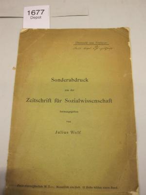 Sonderabdruck aus der Zeitschrift für Sozialwissenschaft