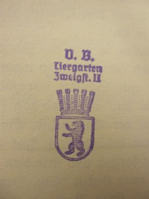  Das Südender Weihnachtsspiel.;- (VB Tiergarten), Stempel: Name, Ortsangabe, Wappen; 'V.B. Tiergarten Zweigst. II'. 