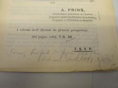 - (Falkenhayn, [?]), Von Hand: Preis, Notiz; 'Prins, Freiheit in sozialen Pflichten. Liebmann - Berlin 1897. 2,75M.'. 