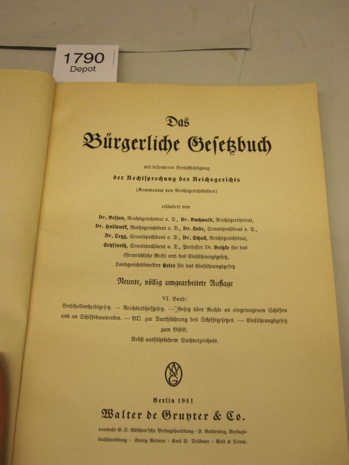 Das Bürgerliche Gesetzbuch (1941)