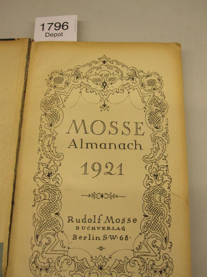 XIV 4115: Mosse Almanach 1921 (1920)