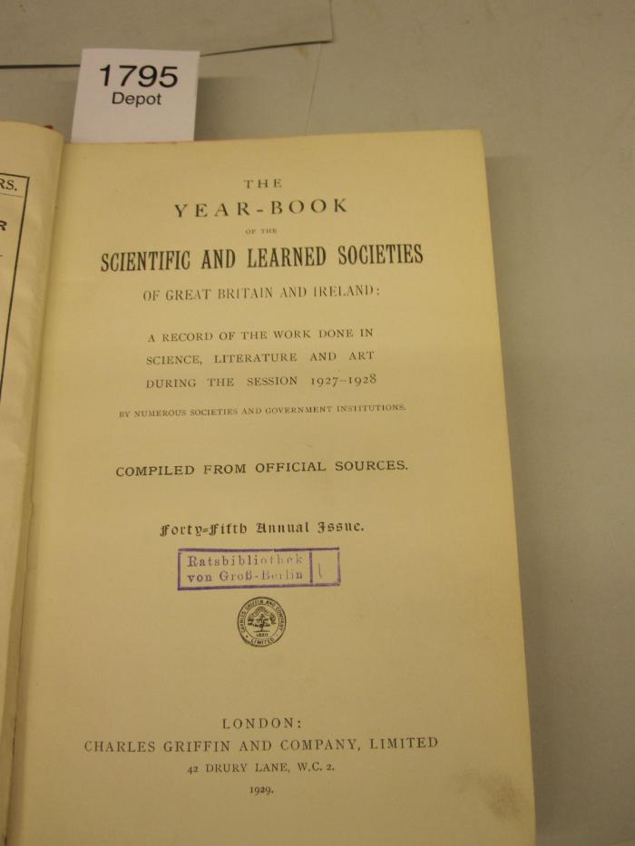  The Year-Book of the scientific and learned societies og Great-Britain and Ireland (1929)