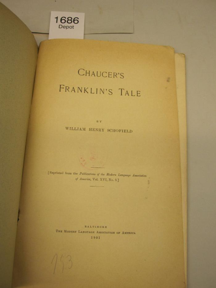  Chaucer's Franklin's Tale. Nachdruck (1901)