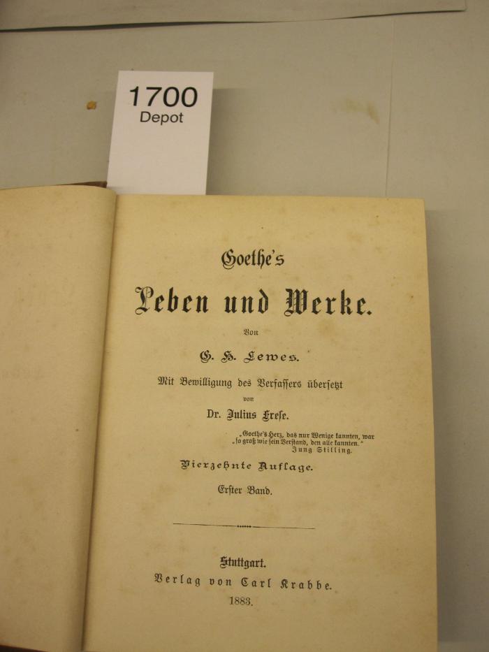  Goethe's Leben und Werke. (1883)