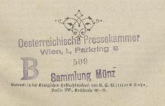 - (Österreichische Pressekammer;Münz, Sigmund), Stempel: Exemplarnummer; '509'. 