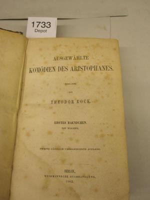  Ausgewählte Komödien des Aristophanes : Die Wolken (1862)