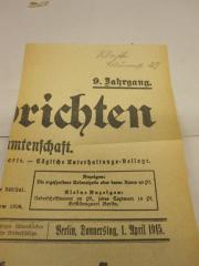 - (Klatt, [?]), Von Hand: Autogramm, Name, Ortsangabe; 'Klatt Bli[..]str. 2/7'. 