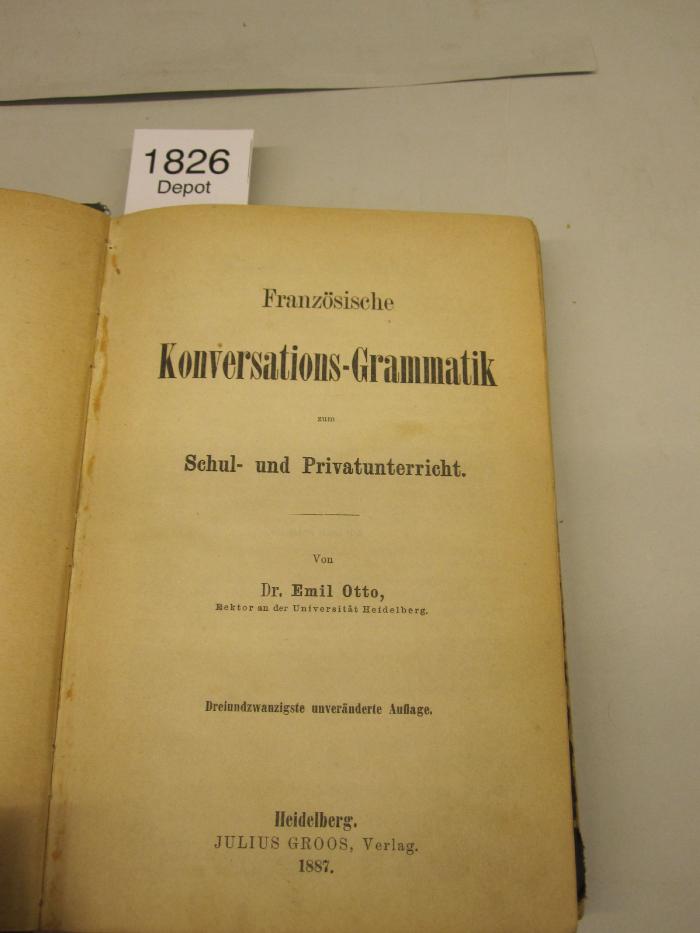  Französische Konversations-Grammatik zum Schul- und Privatunterricht (1887)