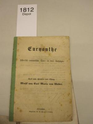  Euryanthe : Historisch-romantische Oper in drei Aufzügen (o.J.)