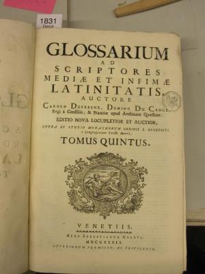  Glossarium ad Scriptores Mediae et Infimae Latinitatis (1739)