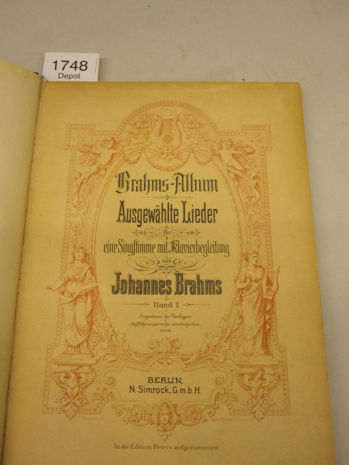  Brahms-Album : Ausgewählte Lieder für eine Singstimme mit Klavierbegleitung (o.J.)